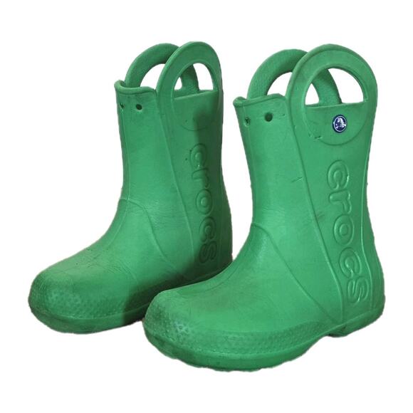 Crocs Handle It Rain Boots Child Size 1 Green Waterproof Rubber Outdoors Play - Picture 1 of 9